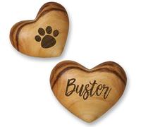 Personalised Small Pet Memorial Olive Wood Heart Pocket Token Hug Keepsake Paw Print Pet Sympathy Pawprint Gift Animal Loss Keepsake Dog Cat Remembrance Bereavement Memorial Token Family Friend