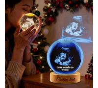 Personalised Snow Globe with Photo and Custom Text, 3D Laser Etched Crystal Ball with 7 Colour LED Light, Customisable for Family, Kids, Mum, Dad, Xmas Decor (custom Snow Globe)