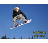 Personalised Snowboarding Greeting Card (Birthday, Mothers Day, Fathers Day, Christmas, Blank) - Custom Card for Him Her Male Female Family Kids