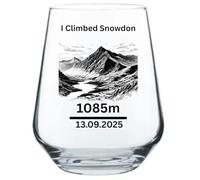 Personalised Snowdon Glass - Hiking & Climbing Achievement Drinking Glass, Custom Message Gift