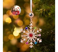 Personalised Snowflake Photo Ornament for Christmas Tree Custom Christmas Ornament with Picture Inside Hanging Snowflake Projection Pendant Home Decor for Xmas Party Memorial Gifts