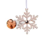 Personalised Snowflake Photo Ornament for Christmas Tree Custom Christmas Ornament with Picture Inside Hanging Snowflake Projection Pendant Home Decor for Xmas Party Memorial Gifts