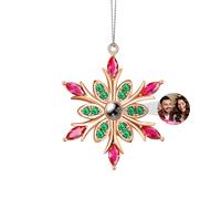 Personalised Snowflake Photo Ornament for Christmas Tree Custom Christmas Ornament with Picture Inside Hanging Snowflake Projection Pendant Home Decor for Xmas Party Memorial Gifts