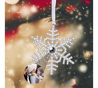 Personalised Snowflake Photo Ornament for Christmas Tree Custom Christmas Ornament with Picture Inside Hanging Snowflake Projection Pendant Home Decor for Xmas Party Memorial Gifts