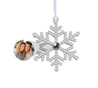 Personalised Snowflake Photo Ornament for Christmas Tree Custom Christmas Ornament with Picture Inside Hanging Snowflake Projection Pendant Home Decor for Xmas Party Memorial Gifts