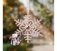 Personalised Snowflake Photo Ornament for Christmas Tree Custom Christmas Ornament with Picture Inside Hanging Snowflake Projection Pendant Home Decor for Xmas Party Memorial Gifts