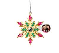 Personalised Snowflake Photo Ornament for Christmas Tree Custom Christmas Ornament with Picture Inside Hanging Snowflake Projection Pendant Home Decor for Xmas Party Memorial Gifts