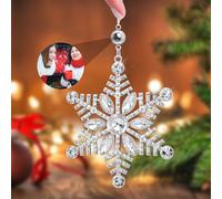 Personalised Snowflake Photo Ornament for Christmas Tree Custom Christmas Ornament with Picture Inside Hanging Snowflake Projection Pendant Home Decor for Xmas Party Memorial Gifts