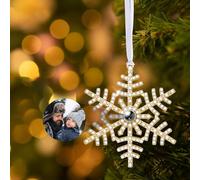Personalised Snowflake Photo Ornament for Christmas Tree Custom Christmas Ornament with Picture Inside Hanging Snowflake Projection Pendant Home Decor for Xmas Party Memorial Gifts