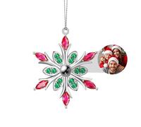 Personalised Snowflake Photo Ornament for Christmas Tree Custom Christmas Ornament with Picture Inside Hanging Snowflake Projection Pendant Home Decor for Xmas Party Memorial Gifts