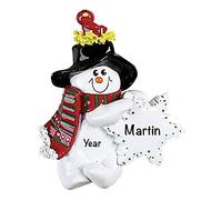 Personalised Snowman Ornament 2025 - Fast & Free 24h Customisation - Christmas Holiday Ornaments for Tree - Custom Gift Wrapped Snow Man with Birdsnest Keepsake for the Festive Season