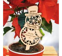 Personalised Snowman Plant Stake - Custom Engraved Christmas Decoration for Indoor Planters & Outdoor Garden Pots