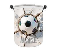 Personalised Soccer Laundry Hamper Custom Name Funny Dirty Clothes Laundry Basket Large Capacity Storage Basket For Bathroom Bedroom Family Football Lovers Xmas Birthday (style 3)