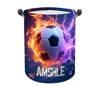 Personalised Soccer Laundry Hamper Custom Name Funny Dirty Clothes Laundry Basket Large Capacity Storage Basket For Bathroom Bedroom Family Football Lovers Xmas Birthday (style 2)