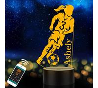 Personalised Soccer Light for Girl, Custom Name Football Table Lamp for Kids, Children, Daughter or Granddaughter, LED Play Soccer Night Light Gifts for Birthday, Christmas, New Year, Room Decor