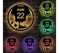 Personalised Soccer Metal Wall Art Light,Custom Name/Number Football Wall Lamp, Monogram Led Light Up Sign Sports Neon Sign Fan Accessories Gifts -16 Colors Changing (Remote Control)