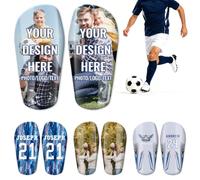 Personalised Soccer Shin Guards with Photo Logo Text Name Number, Lightweight Football Leg Protector Guards with EVA Cushion, Personalised Football Protective Shin Pads for Adult Teenager Players