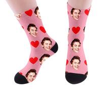 Personalised Socks for Men and Women with Face Photo Unisex Design Custom Calf Socks Valentine's Day, Christmas, Halloween Gifts for Couples DIY Sock