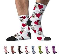Personalised Socks for Women Men with Photo and Text,Unisex Customised Funky Socks with Face,Name,Logo.Personalised Gifts for Women Men -8 Colours (UK, Alpha, M, Regular, Regular, White)