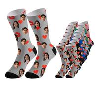 Personalised Socks With Photo Quick Dry & Breathable Anti-Slip Comfortable Custom Face Socks Picture Print Customised Unisex Crew Sock Cotton Casual Socks Unique Gift Idea For Men Women