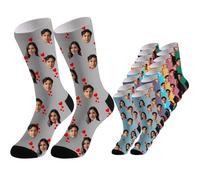 Personalised Socks With Photo Quick Dry & Breathable Anti-Slip Comfortable Custom Face Socks Picture Print Customised Unisex Crew Sock Cotton Casual Socks Unique Gift Idea For Men Women