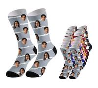 Personalised Socks With Photo Quick Dry & Breathable Anti-Slip Comfortable Custom Face Socks Picture Print Customised Unisex Crew Sock Cotton Casual Socks Unique Gift Idea For Men Women
