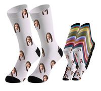 Personalised Socks With Photo Quick Dry & Breathable Anti-Slip Comfortable Custom Face Socks Picture Print Customised Unisex Crew Sock Cotton Casual Socks Unique Gift Idea For Men Women