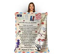 Personalised Soft Fleece Blanket to Give to Her Daughter Gift Idea Unusual Original Useful for a Birthday Christmas Wedding Bed Blanket (Signed by Mom & Papa, 150 x 200 cm)
