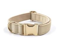 Personalised Soft Velvet Collar for Large Medium Small Girl Dogs Custom Collar with Name Phone Engraved on Gold Metal Buckle (Milk Tea,S)