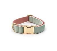 Personalised Soft Velvet Collar for Large Medium Small Girl Dogs Custom Collar with Name Phone Engraved on Gold Metal Buckle (Mint Pink,M)