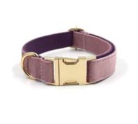Personalised Soft Velvet Collar for Large Medium Small Girl Dogs Custom Collar with Name Phone Engraved on Gold Metal Buckle (Pink Purple,XL)