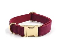 Personalised Soft Velvet Collar for Large Medium Small Girl Dogs Custom Collar with Name Phone Engraved on Gold Metal Buckle (Wine Red,XL)