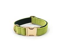 Personalised Soft Velvet Collar for Large Medium Small Girl Dogs Custom Collar with Name Phone Engraved on Gold Metal Buckle (Avocado Green,XS)