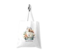Personalised Soft White Tote Shopping Bag with Perfume Bottle 1965 Design Gift For 60th Birthday Mum|Nan|Nanny|Wife|Ladies|Nanna|Grandma|Mother (Print On One Side)