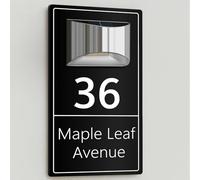 Personalised Solar House Number Sign for Outside, Custom LED Address Plaque, Acrylic Door Number Sign with Warm Light for Home, Garden or Front Door - 16 × 30 cm (Dark Grey | A)