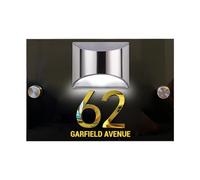 Personalised Solar LED Light House Numbers Plaques,Custom Outdoor Door Signs Modern LED Illuminated Home Address Numbers Street Name Signs for Home Office Hotel Road Plate Plaque (Solar-Door Sign-2)