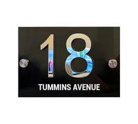 Personalised Solar LED Light House Numbers Plaques,Custom Outdoor Door Signs Modern LED Illuminated Home Address Numbers Street Name Signs for Home Office Hotel Road Plate Plaque (No Light Sign-2)