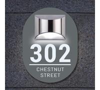 Personalised Solar Light LED House Signs Plaques,Custom Outdoor Door Modern Home Address Numbers Street Name LED Illuminated Contemporary for Home Office Hotel,Oval