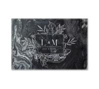 Personalised Solid Black Marble Chopping Board Custom Printed Cheese Board Botanical Serving Board