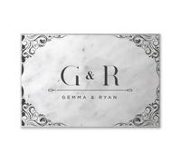 Personalised Solid Grey Marble Chopping Board Custom Printed Cheese Board Serving Board with Filigree