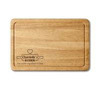 Personalised Solid Wood Chopping Board 30 x 20 cm - Custom Laser Engraved Kitchen Gift - Baking Heart Design