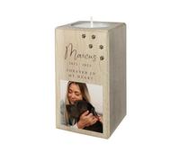 Personalised Solid Wooden Photo Pet Memorial Tea Light Holder | Custom Dog & Cat Remembrance Keepsake Candle | Name & Dates | Bereavement Sympathy Gift | Forever in My Heart | W5.5cm x D5.5cm x H10cm