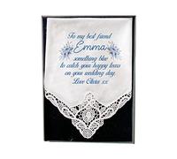 Personalised Something Blue Wedding Handkerchief | Bridal Shower Hanky | Gift for Bride from Bridesmaid | Bridal Giftmaid
