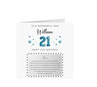 Personalised Son 21st Birthday Card & Keepsake, Custom Sentimental Gift