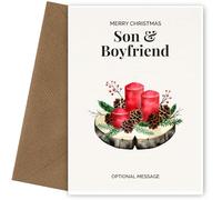 Personalised Son & Boyfriend Christmas Card with Festive Candles - Fun and Unique Christmas Card for Son & Boyfriend, Festive Candles