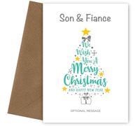 Personalised Son & Fiance Christmas Card - Traditional Christmas Cards and Son & Fiance Happy New Year Card, We Wish You A Merry Xmas Cards