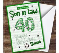 Personalised Son-In-Law 40th Birthday Card Football Patterned Foil Balloon | Personalised Birthday Card For Son-in-law, Him, 40th, Football, Sports & Games, Milestone Birthdays