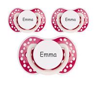 Personalised Soother, Personalised on Lovi Self Luminous Silicone Pacifiers Size 2 6-18 Months 3 Pack Dummy with Name, Dummy, BPA-Free Dummy, Engraved