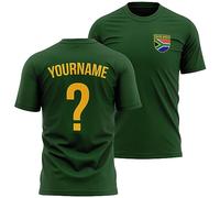 Personalised South Africa Badge T Shirt Mens Custom Name and Number Printed Football Rugby African, XL, Bottle