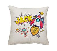 Personalised Space boy Astronaut Guy Rocket Stars Galaxy art Gift for Kids-Boys Toddlers Birthday Gift Home decor Linen Throw Pillow/Cushion. (Linen Cushion Cover)